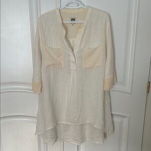 Anne Klein - Cream Split-Neck - Linen - Cover Up